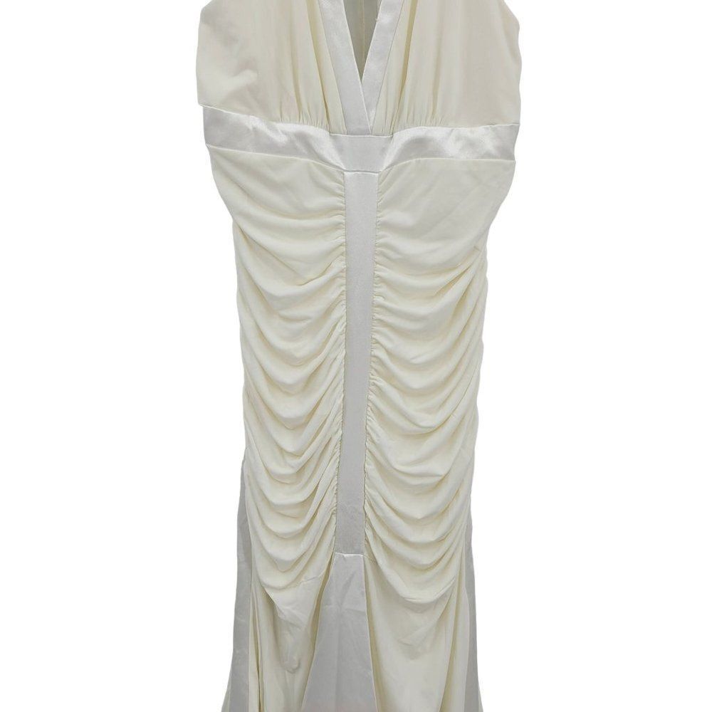 Vtg 80s Jessica McClintock Wedding Dress Gown Sz 8 Ivory Bodycon Fishtail Halter - Picture 7 of 16